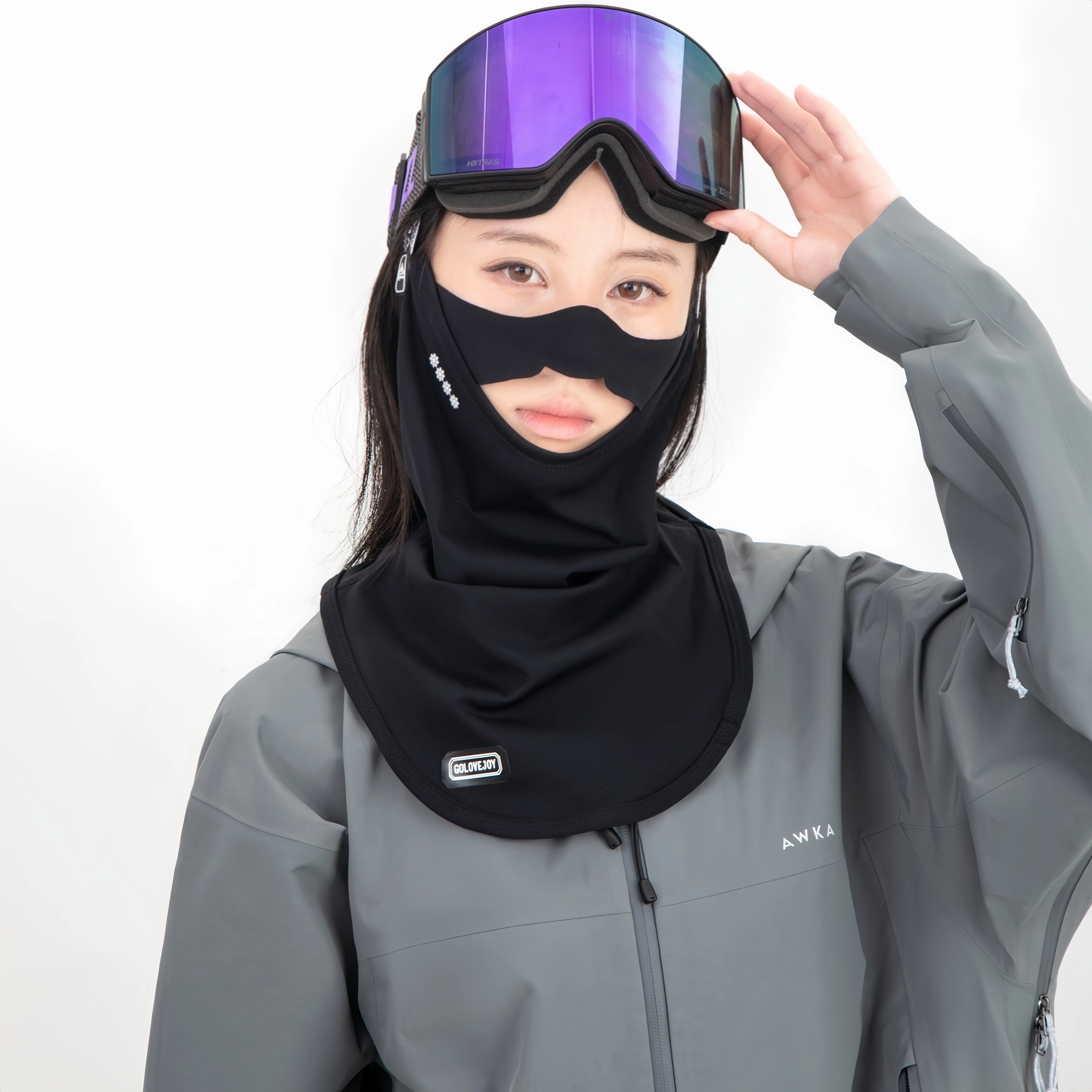 Mũ trùm đầu trượt tuyết khô nhanh, mặt nạ bảo vệ nửa mặt unisex, mũ chống gió chữ V, mũ chống lạnh, mũ ấm khi đi xe đạp, bảo vệ mặt phong cách Hàn Quốc, hợp thời trang