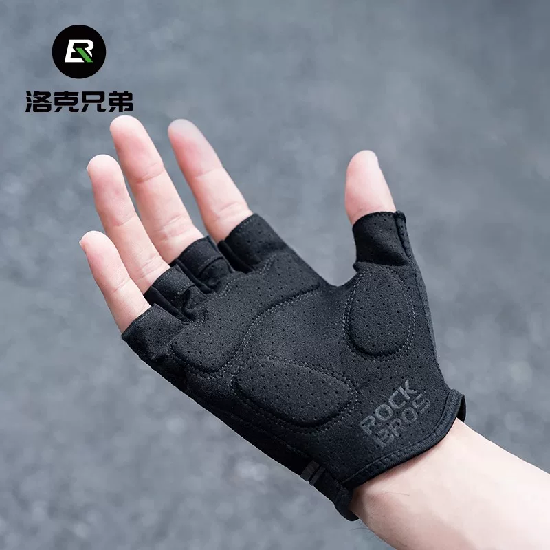 Găng tay đi xe đạp Rock Brothers dành cho nam và nữ, găng tay mùa hè chống trượt, thoáng khí, chống sốc dành cho xe đạp leo núi nửa ngón tay
