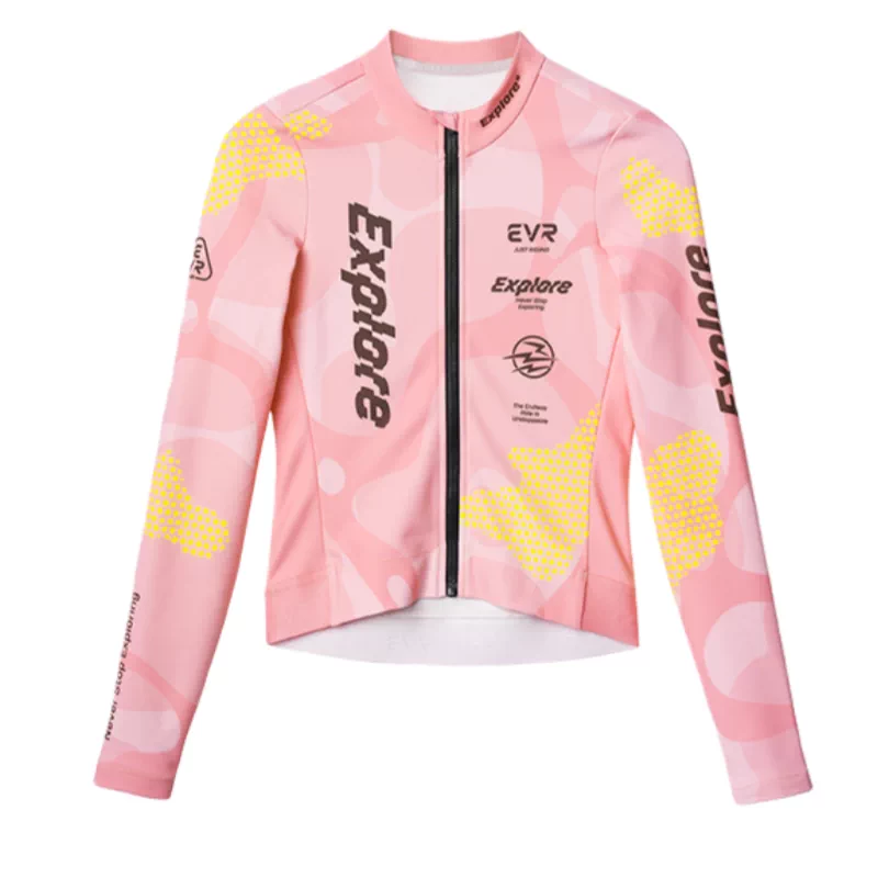 Áo xe đạp EVR dành cho nữ, áo dài tay giữ ấm lót lông cừu mùa thu đông, mẫu mới 2025