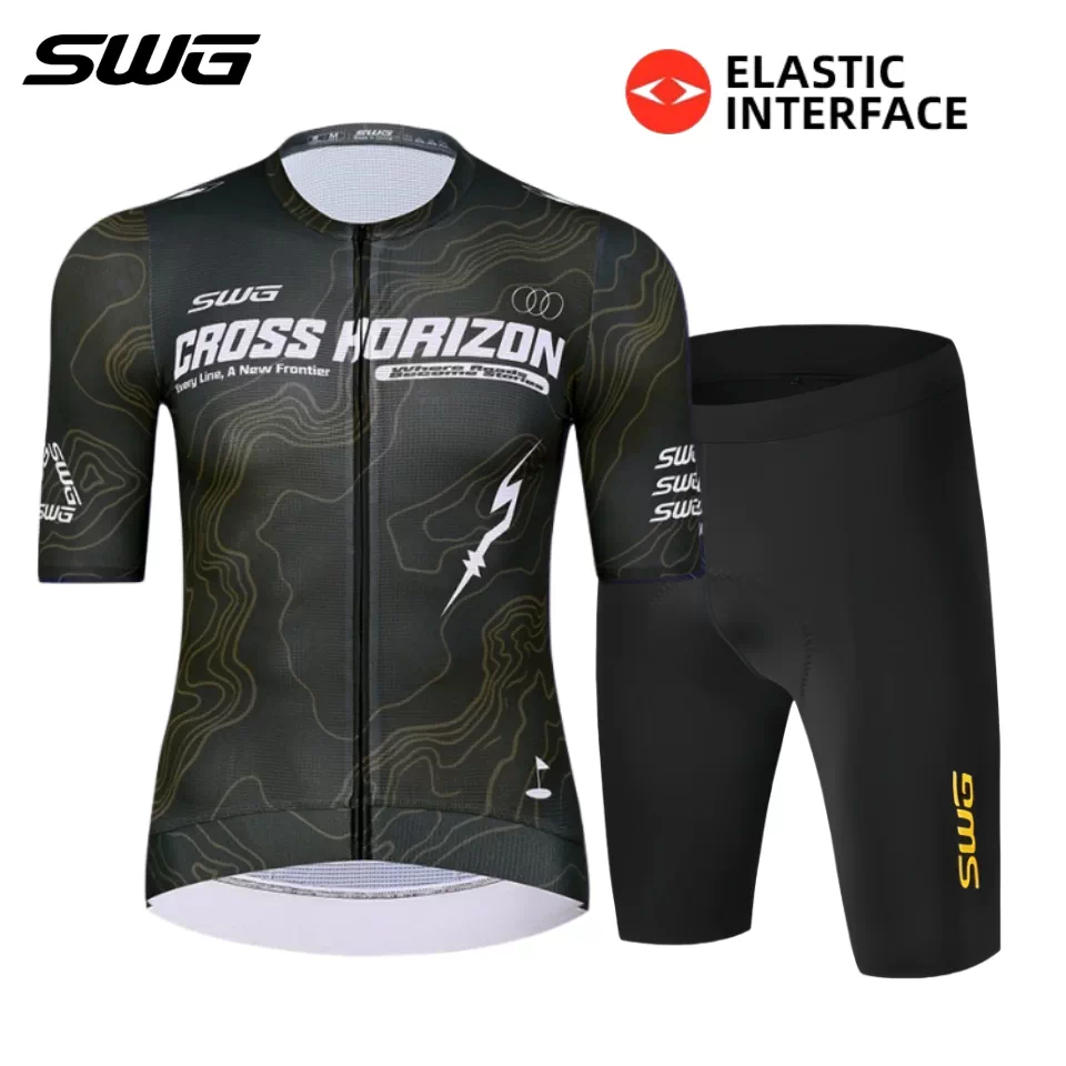 Áo thể thao đạp xe SWG Mingsheng ngắn tay mùa xuân hè dành cho nam, dành cho xe đạp đường trường và xe đạp leo núi, chống mài mòn và thấm mồ hôi, chuyên nghiệp.