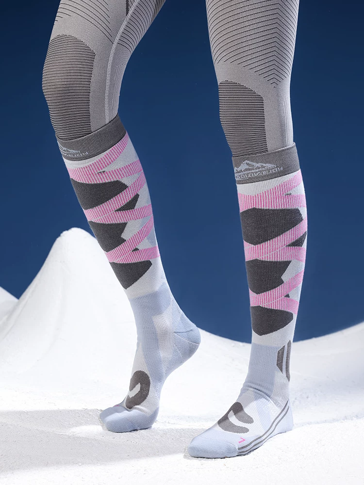 Tất trượt tuyết chuyên nghiệp dành cho nam và nữ, tất ống dài dày bằng len dành cho người lớn dành cho ván đơn và ván đôi, chống xù, thấm mồ hôi, chống trơn trượt và ấm áp.