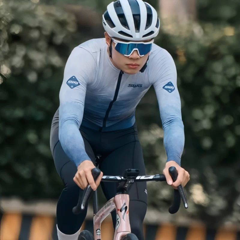 Áo thể thao đạp xe mùa xuân hè SWG Mingsheng mỏng, dài tay, ôm sát, nhanh khô, thoáng khí, dành cho xe đạp đường trường.