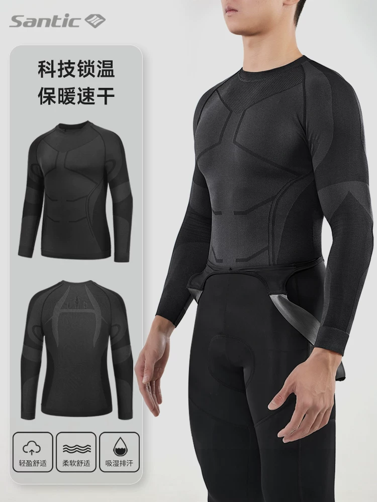 Santic Seamless Thermal Cycling Sports Base Layer Road Bike Đồ lót đi xe đạp dài tay