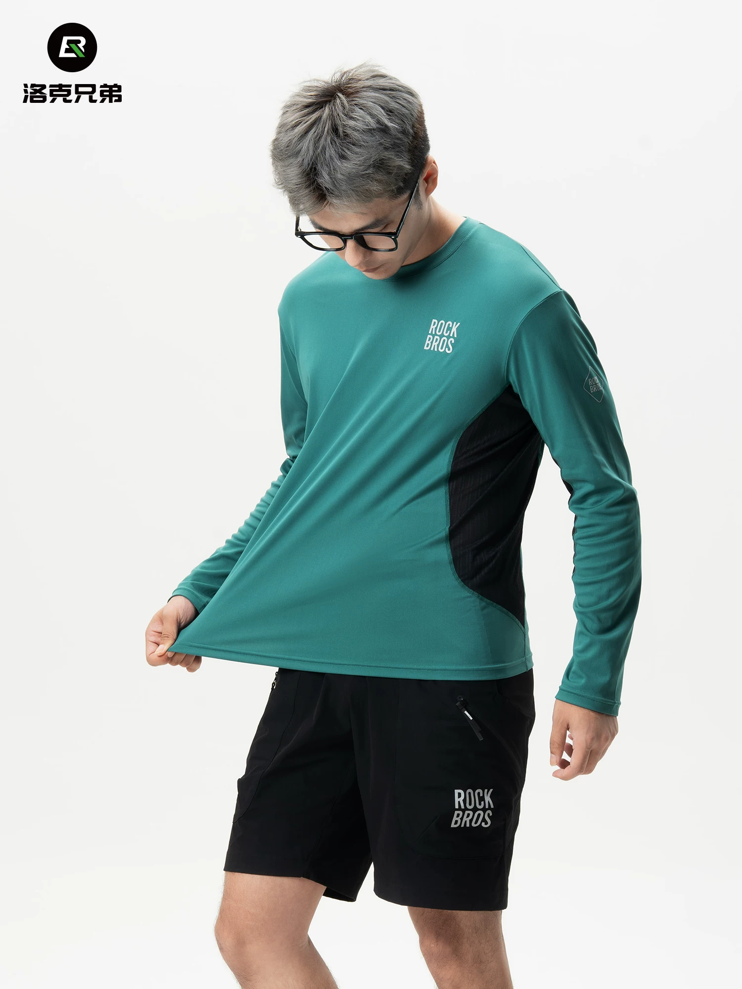 Áo thun đi xe đạp thông thường của Rock Brothers Áo dài tay lớp nền khô nhanh thoáng khí dành cho xe đạp đường núi dành cho nam mùa hè