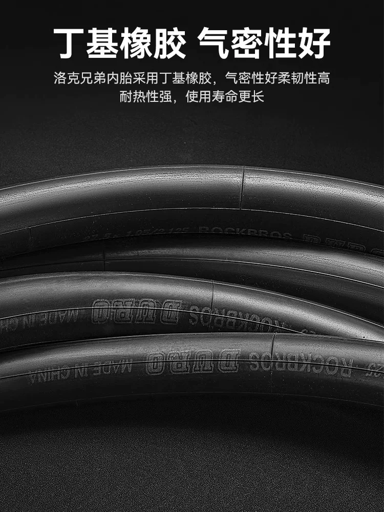 Ruột xe đạp Rock Brothers dành cho xe đạp leo núi, 26/27.5 inch, lốp cao su butyl 1.95/2.125, van Schrader.