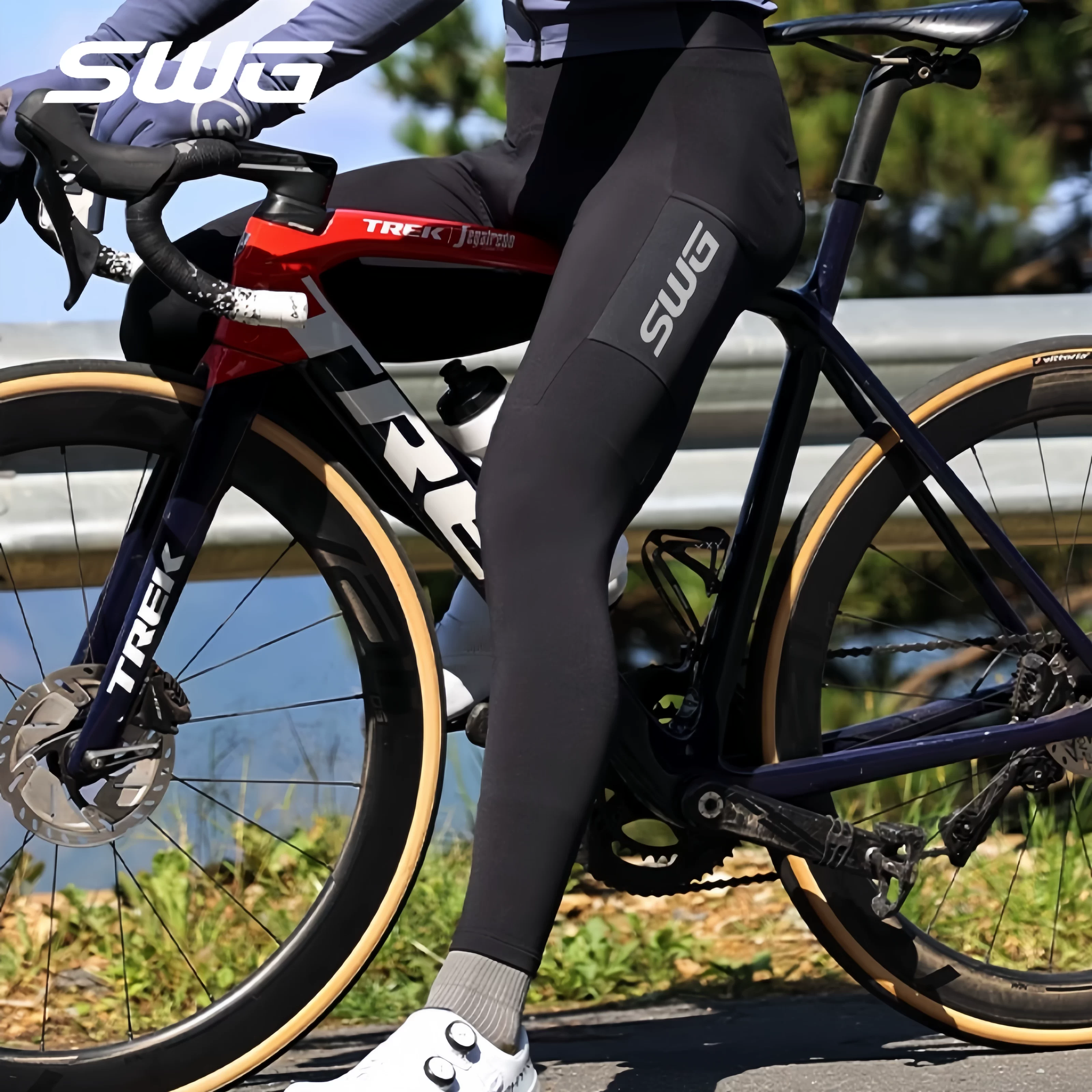 Quần đạp xe nam SWG Mingsheng Double Arrow dài kiểu dáng mùa thu thoáng khí, quần đạp xe đường trường có dây đeo