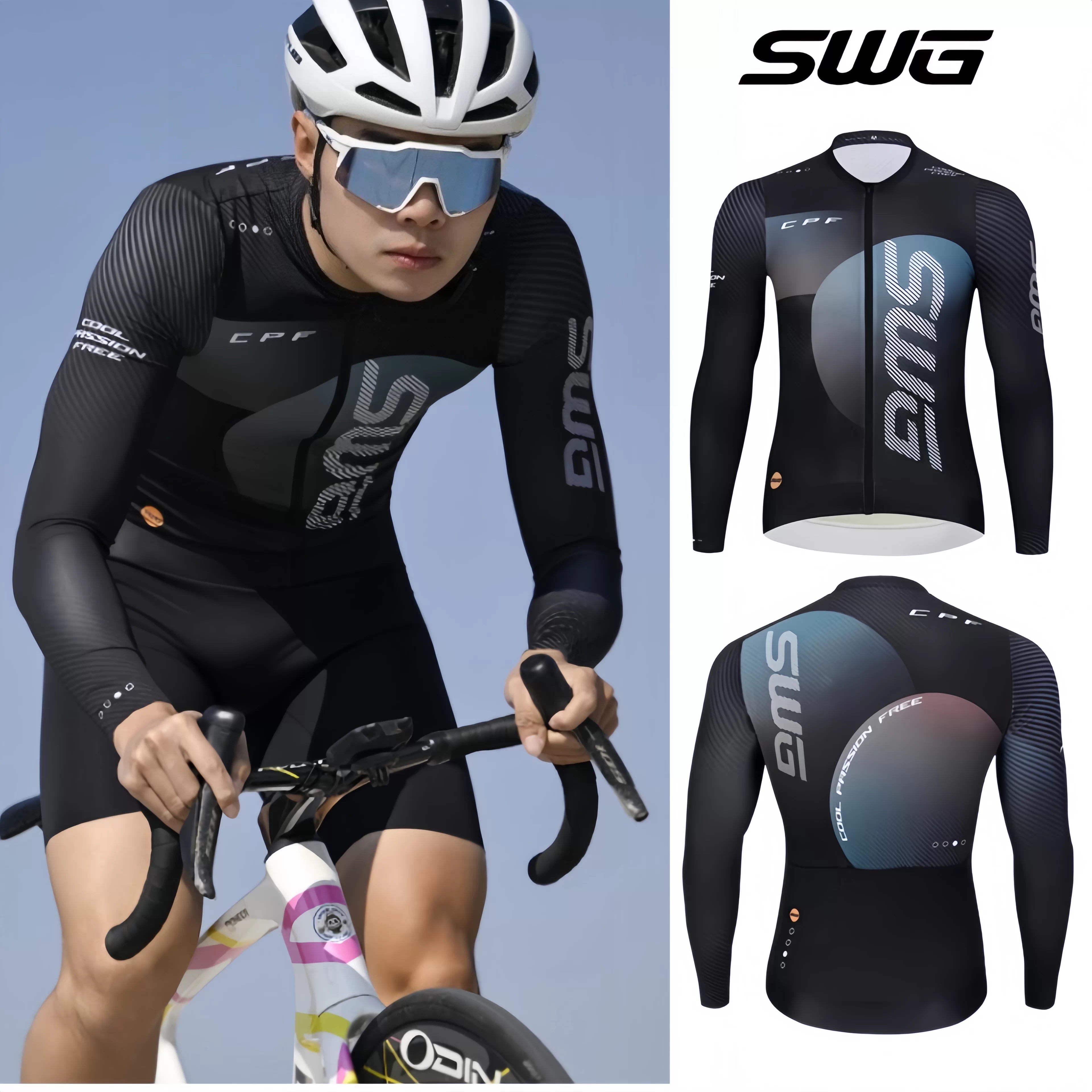 Áo đi xe đạp SWG Mingsheng mùa xuân thu nhanh khô thoáng khí cho nam dài tay bộ thiết bị đi xe đạp đường bộ