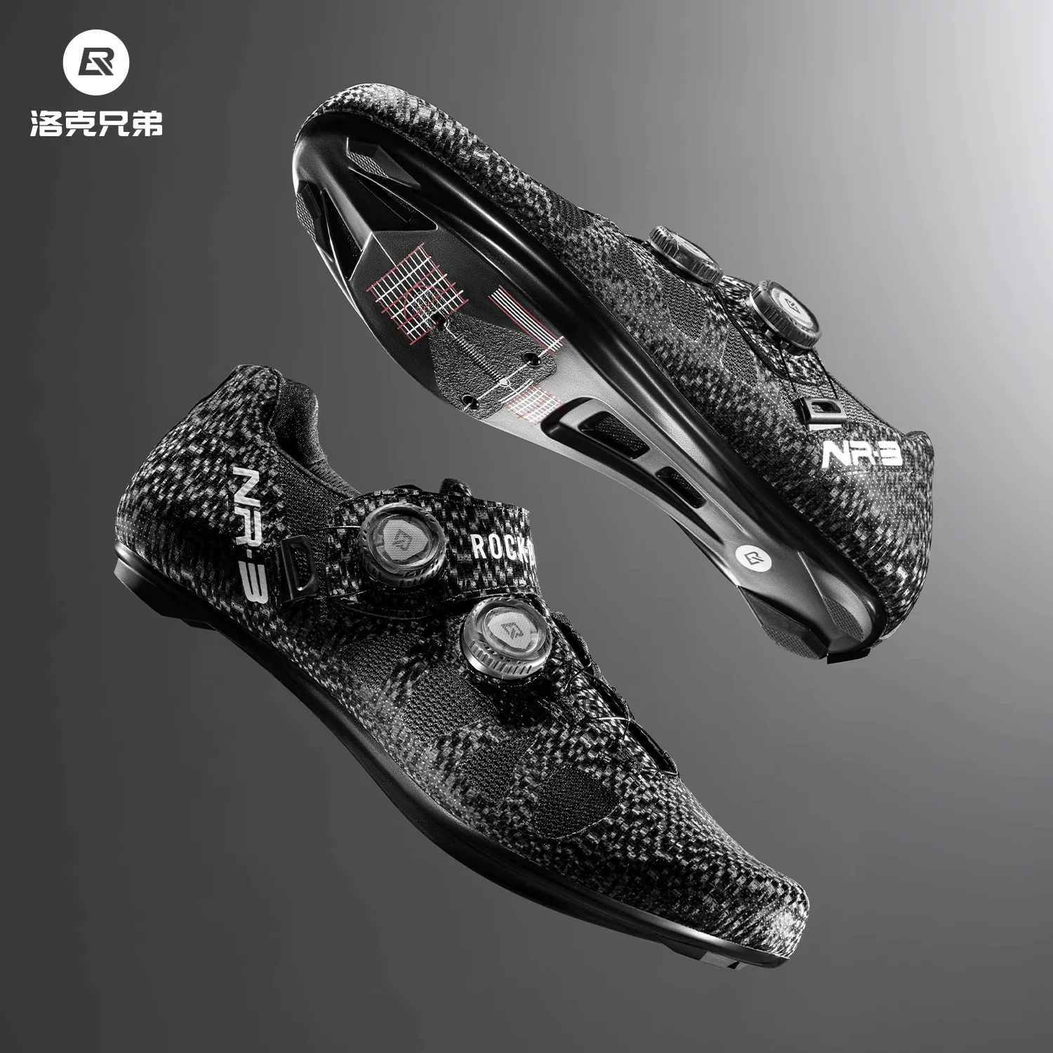 Giày đạp xe đường trường Rock Brothers, khóa giày thoáng khí, đế sợi carbon, giày đạp xe thi đấu, thiết bị dành cho nam và nữ