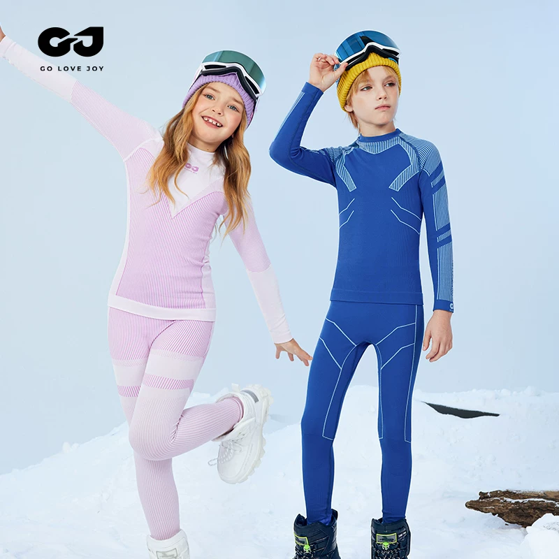 Quần áo trượt tuyết nhanh khô cho trẻ em golovejoy dành cho bé trai và bé gái, bộ đồ lót giữ ấm lớp lót bên trong để chơi trên tuyết và chống lạnh ngoài trời