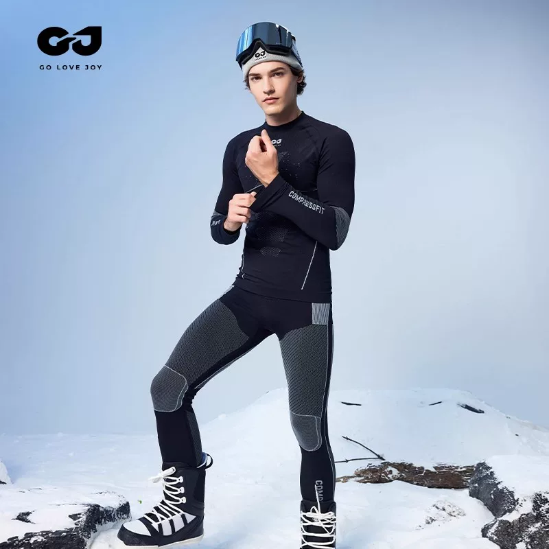 Quần áo trượt tuyết khô nhanh cho nam, đồ lót giữ nhiệt khi đạp xe thể thao ngoài trời, bộ quần áo mùa thu có lớp lót thấm mồ hôi chức năng