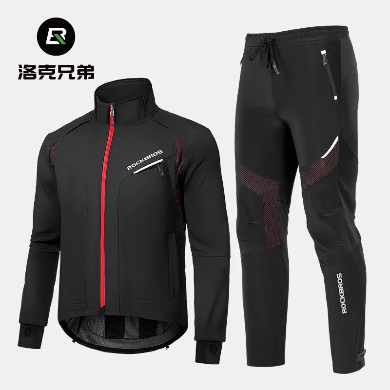 Bộ quần áo đi xe đạp Rock Brothers dành cho nam và nữ, quần dài dài tay ấm áp bằng lông cừu mùa thu đông, quần áo thể thao đi xe đạp ngoài trời