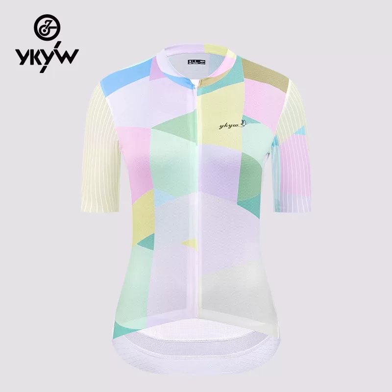 Áo thi đấu xe đạp tay ngắn kiểu thử thời gian YKYW dành cho nữ, mùa hè, xe đạp đường trường, 2 mẫu mới, thoáng khí, kiểu dáng khí động học