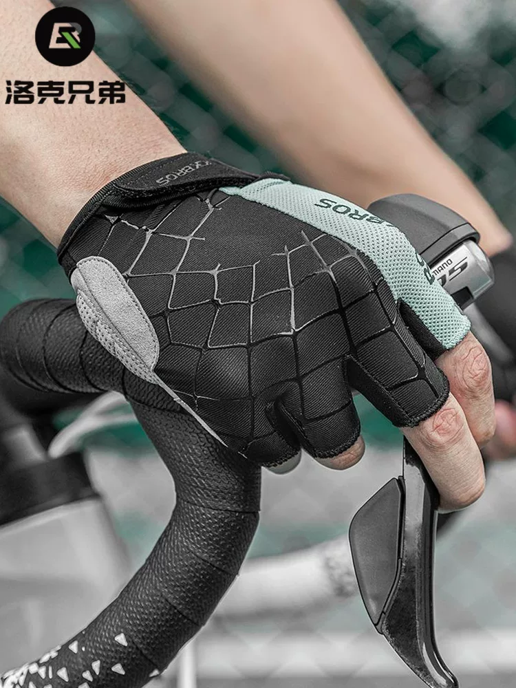 Găng tay đi xe đạp Rock Brothers mùa xuân hè nửa ngón tay chống sốc chống trượt thể thao ngoài trời găng tay ngắn ngón tay dành cho nam và nữ