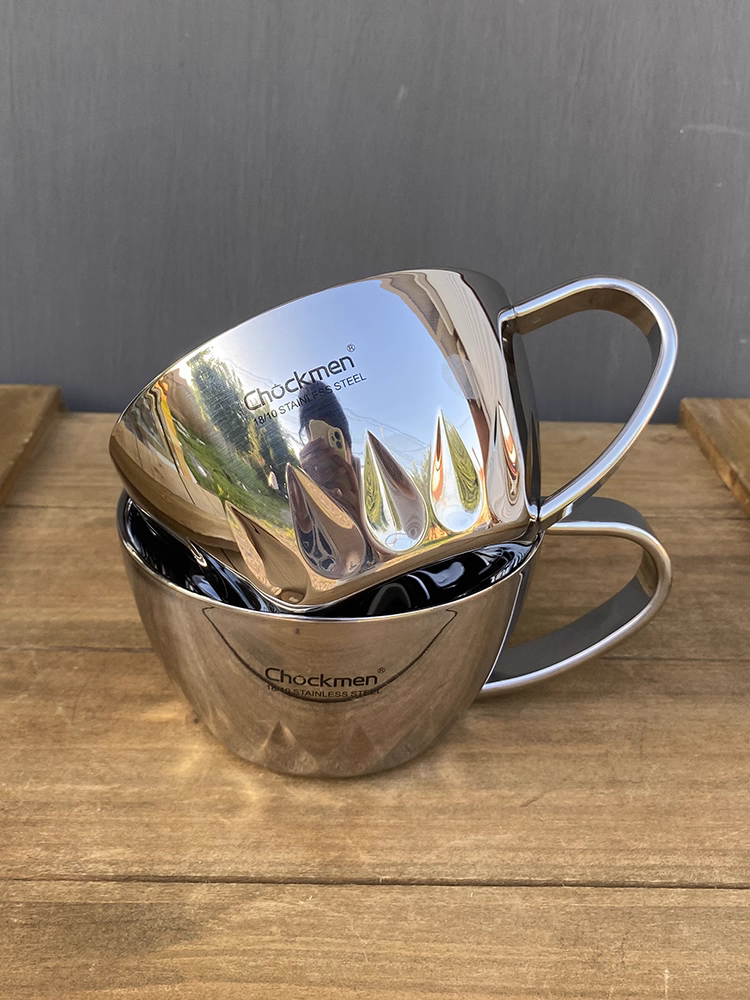 Bát inox 18/10 hai lớp có tay cầm, cốc đựng sữa ăn sáng, bát sen cách nhiệt và chống bỏng để ăn và uống súp