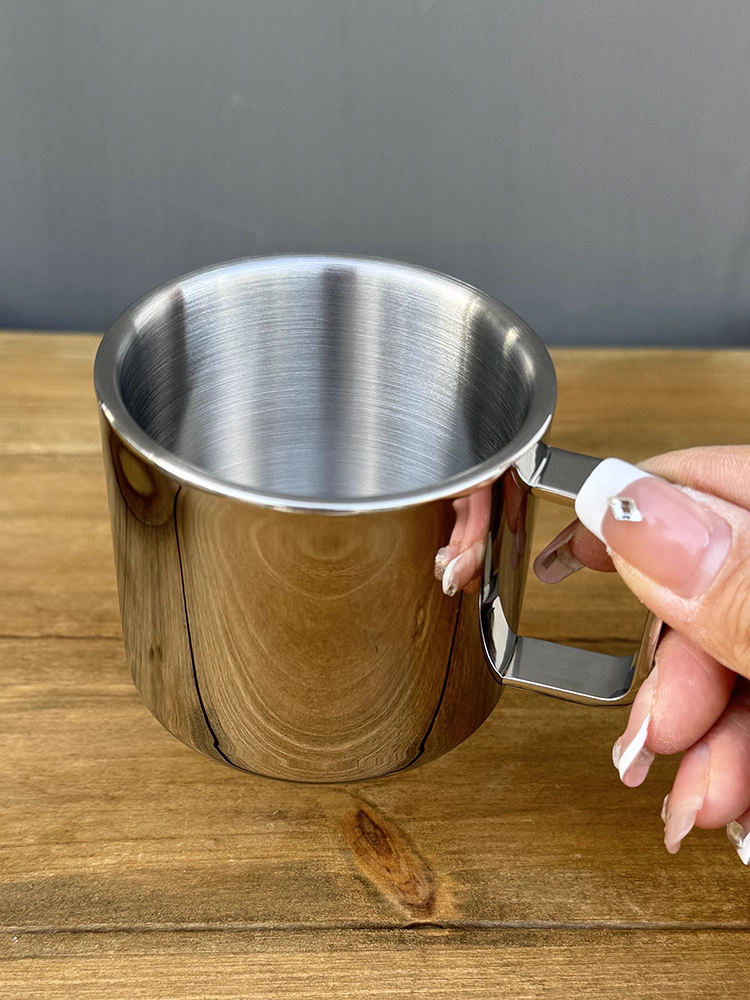 Cốc nước mẫu giáo thép không gỉ 304 cốc sữa trẻ em cốc uống nước có tay cầm chống rơi cốc cà phê dành cho người lớn