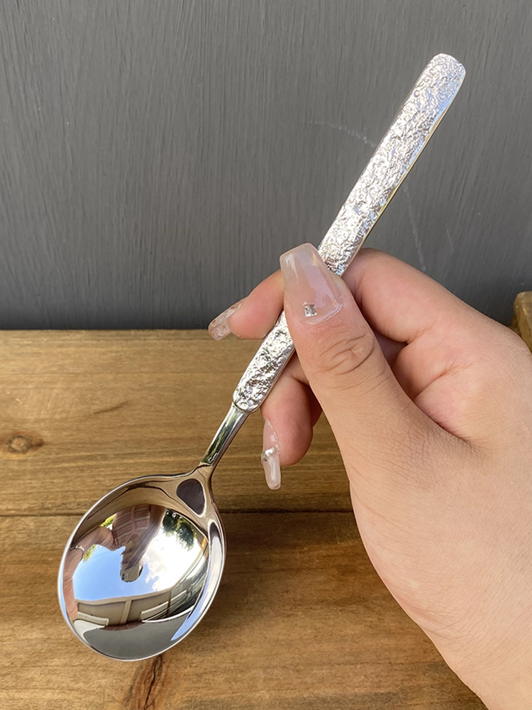 【Tập trung vào chất lượng, được sử dụng bởi Boss Lady chính hãng】Thìa đầu tròn bằng thép không gỉ 304 dùng để ăn, thìa súp, thìa tròn lớn để uống súp