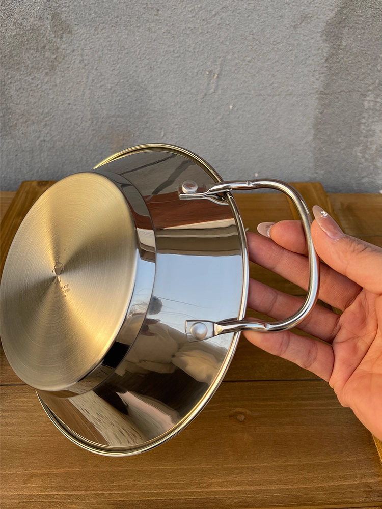 Chảo đa năng Little Monster bằng thép không gỉ, dùng được cho món Paella Tây Ban Nha, chiên, xào, nấu lẩu cay, nướng phô mai, cơm nướng