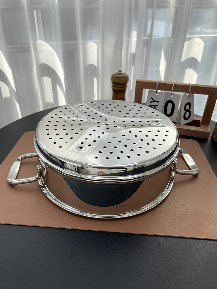 Nồi hấp inox 316 Đức cao cấp, hai lớp dày, dùng được cho gia đình, nấu súp, dùng được với bếp gas và bếp từ