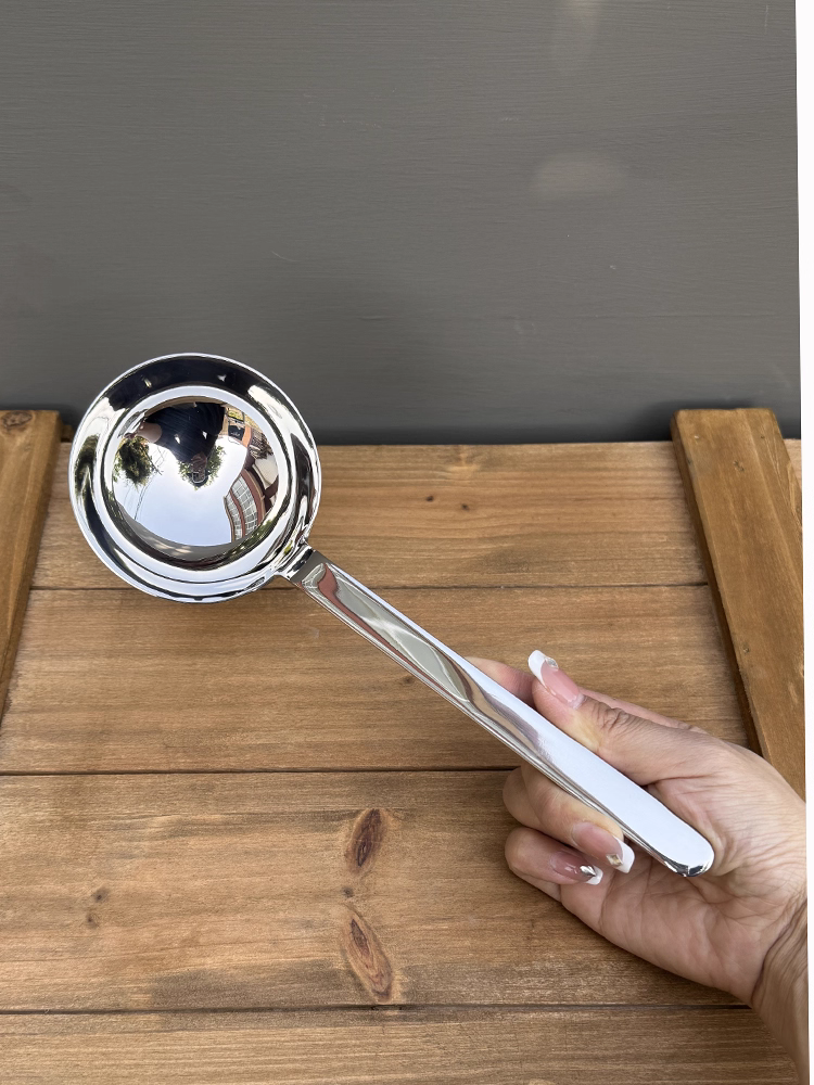 Muỗng đầu tròn lớn cán dài bằng thép không gỉ 18/10 hạng nặng, muỗng súp lớn miệng sâu dày, muỗng cháo, muỗng phục vụ cơm và bột.