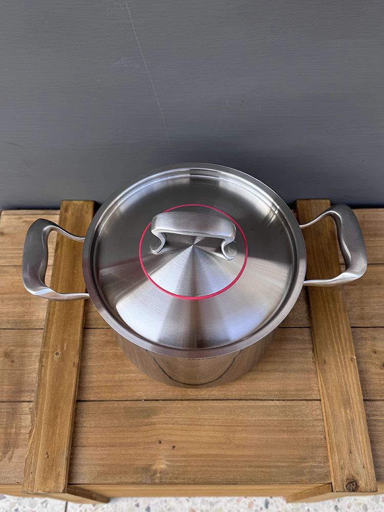 Nồi súp inox 18/10 hai tai, hàn điểm liền khối, thép ba lớp 22CM, dày và sâu lòng để hầm.