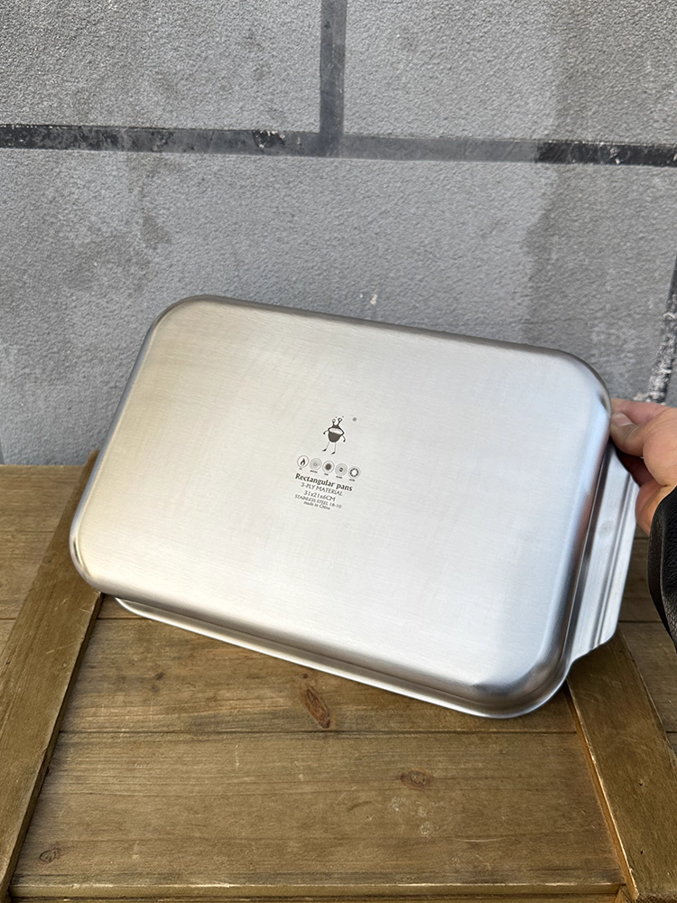 Chảo rán đáy phẳng inox 18/10 Little Monster, chảo khô hải sản, bếp từ, nồi lẩu, chảo luộc cá, đĩa hình chữ nhật