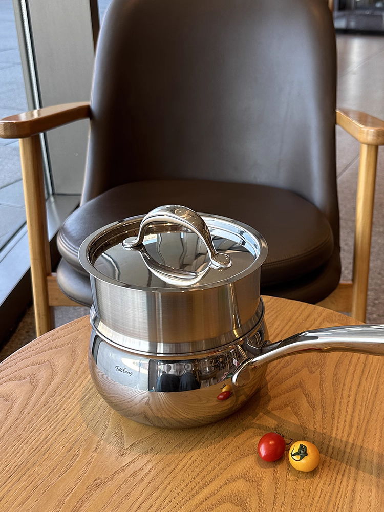 Nồi sữa, nồi ăn dặm trẻ em Feishilang 18/10 inox cao cấp, có nắp, trọng lượng tốt, có thể mở rộng, tích hợp nhiều chức năng, rất được khuyến khích.