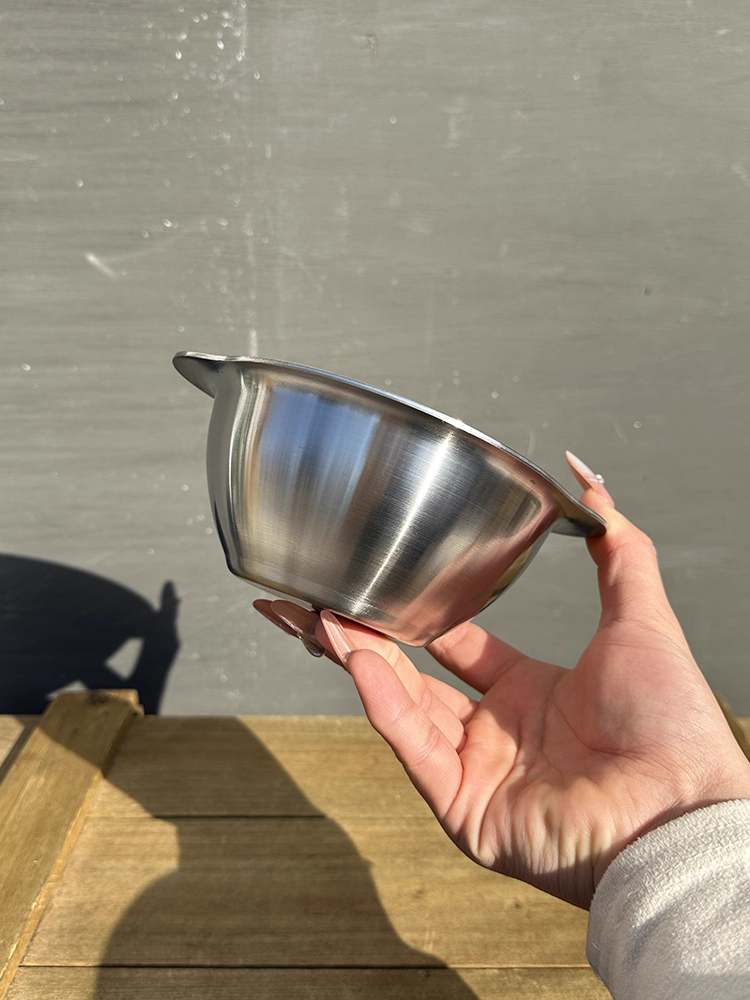 Bát inox Feishilang 18/10, bát ăn dặm trẻ em, dày dặn, chống rơi, tay cầm đôi, bình sữa nhỏ, 14cm