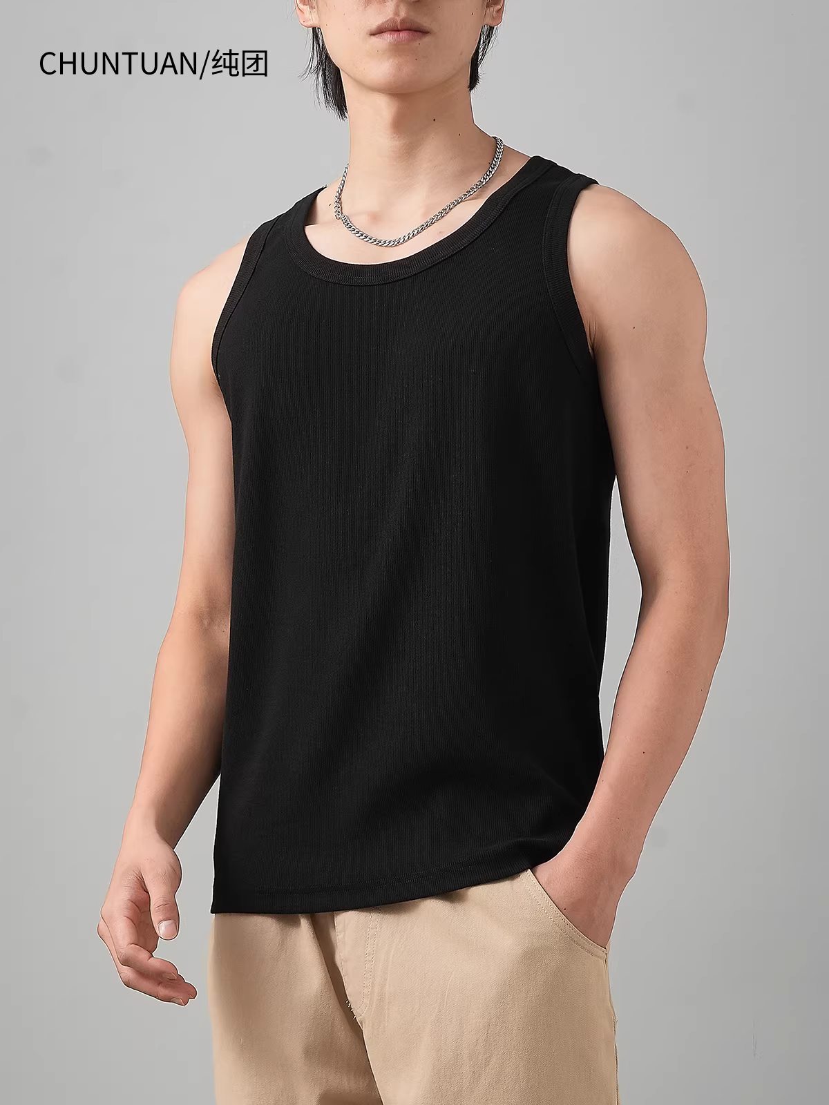 Áo ba lỗ nam chất liệu dày dặn 300G, kiểu dáng ôm sát, màu trơn, thích hợp cho mùa hè, tập thể thao, áo lót thể thao