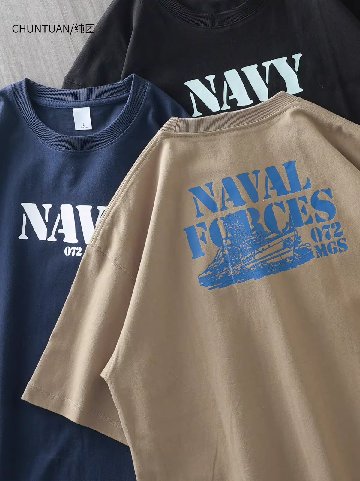 Áo thun nam cotton 100% dày dặn 320G, kiểu mới hè 2024, phong cách Mỹ cao cấp, dáng rộng cổ tròn tay lửng thời thượng