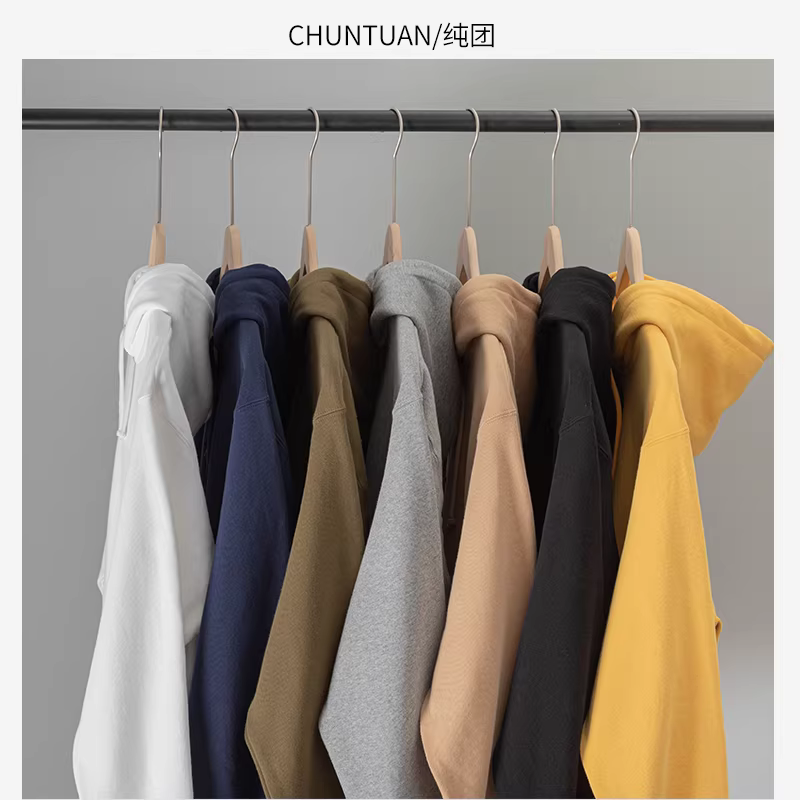 Áo nỉ nam Nhật Bản 460G, có mũ, lót lông cừu, chất liệu cotton nguyên chất, màu trắng trơn, dáng rộng, dệt ngang