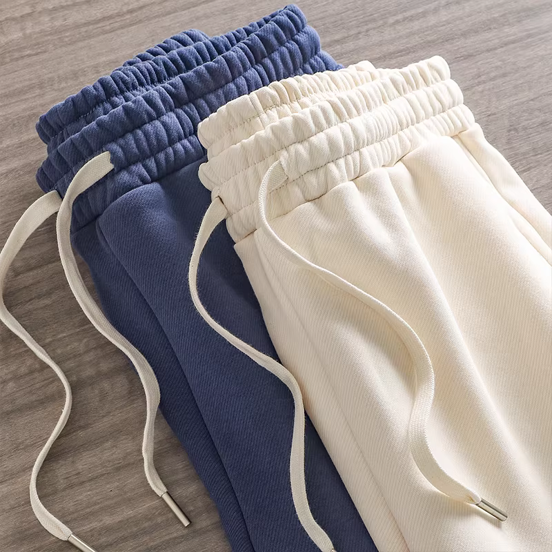 Quần jogger nỉ dày kiểu Mỹ dành cho nam, mùa thu đông, lót lông cừu, dày dặn, quần thể thao rộng rãi, phong cách thường ngày.