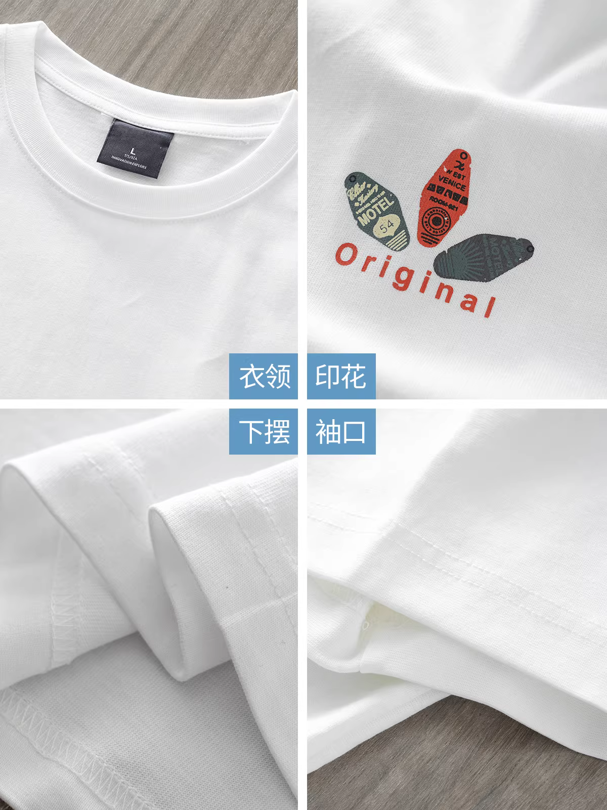 Áo thun nam cotton 100% dày dặn 280G, tay ngắn, kiểu mới hè 2024, dáng rộng, in thương hiệu thời thượng, tay lửng, cổ tròn cổ điển.