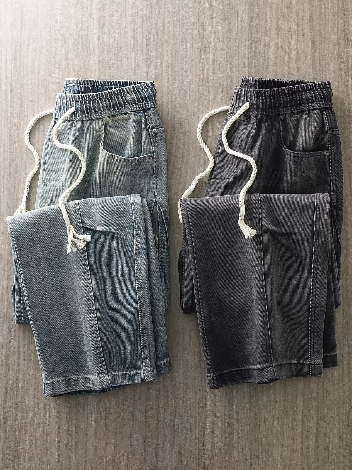 Quần jean bootcut kiểu đường phố Mỹ dành cho nam, thương hiệu thời thượng mùa hè, quần ống rộng cá tính, quần cargo ống thẳng rộng rãi, kiểu rách cá tính