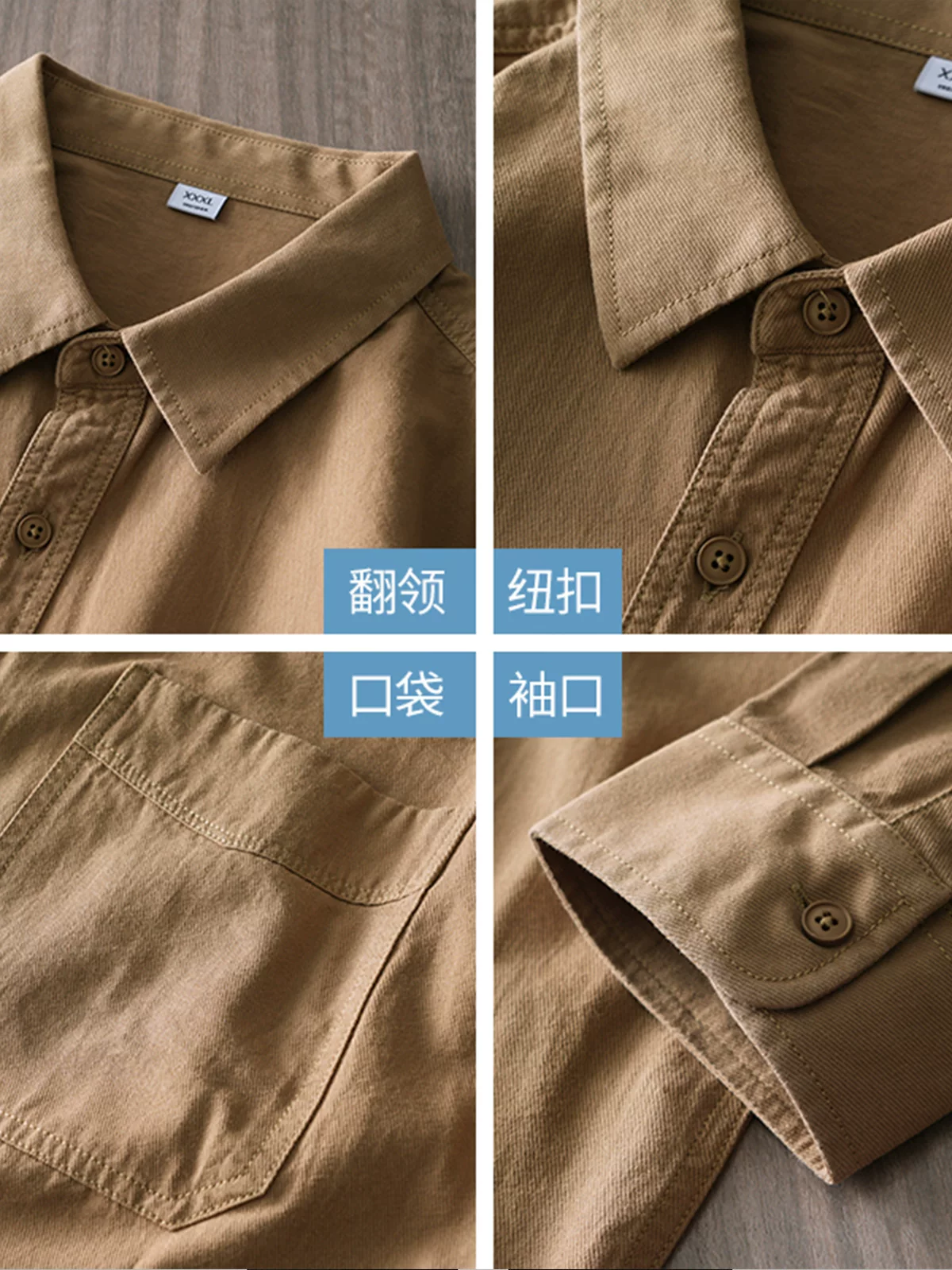 Áo sơ mi cotton nguyên chất 350G dày dặn dành cho nam, tay dài, mùa xuân thu, màu trắng, kiểu dáng cổ điển Mỹ.