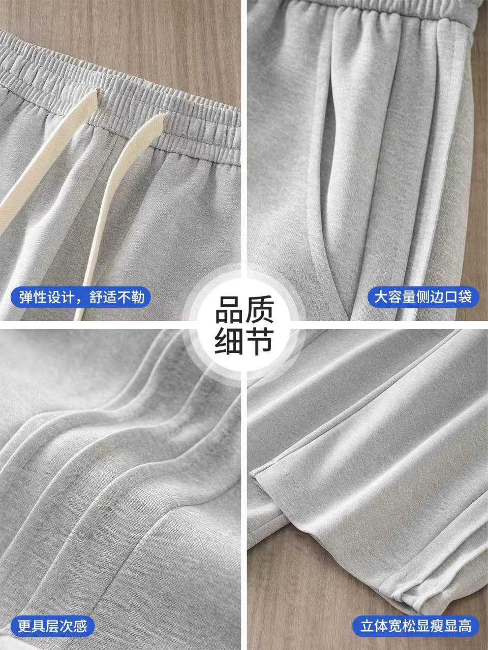 Quần dài nam thời trang xuân hè, dáng thẳng, rộng rãi, chất liệu mềm mại màu xám