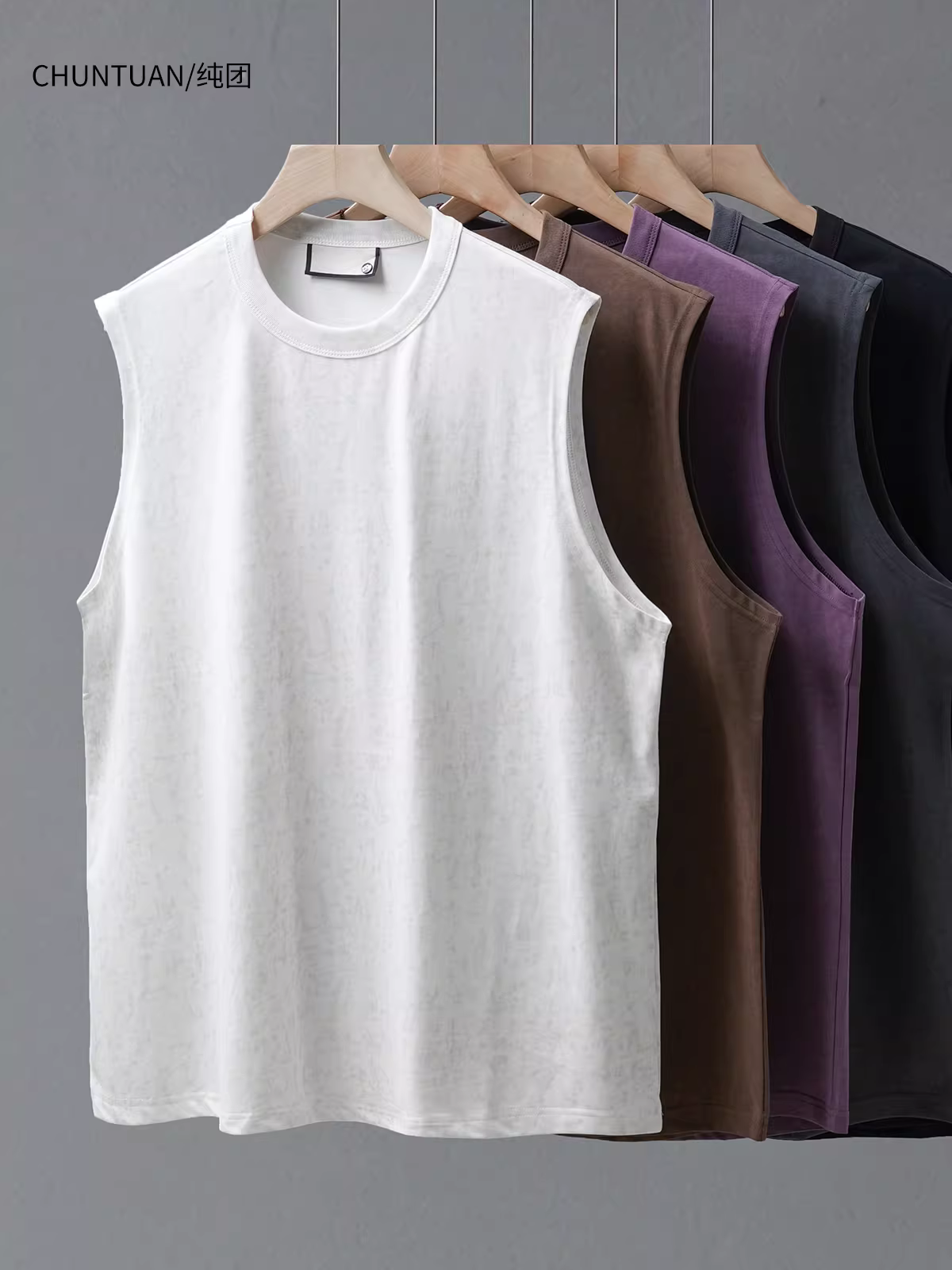 Áo thun nam không tay, chất liệu dày 230G, nhuộm màu sáp, kiểu dáng rộng rãi mùa hè, thích hợp cho thể thao, tập luyện, bóng rổ, áo ba lỗ cổ tròn.