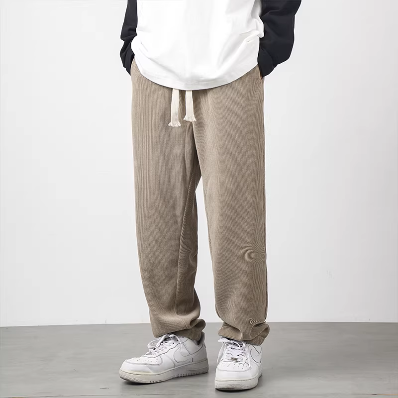 Quần chenille hạng nặng dành cho nam, quần jogger dáng rộng kiểu Mỹ dày dặn mới mùa thu đông 2023.