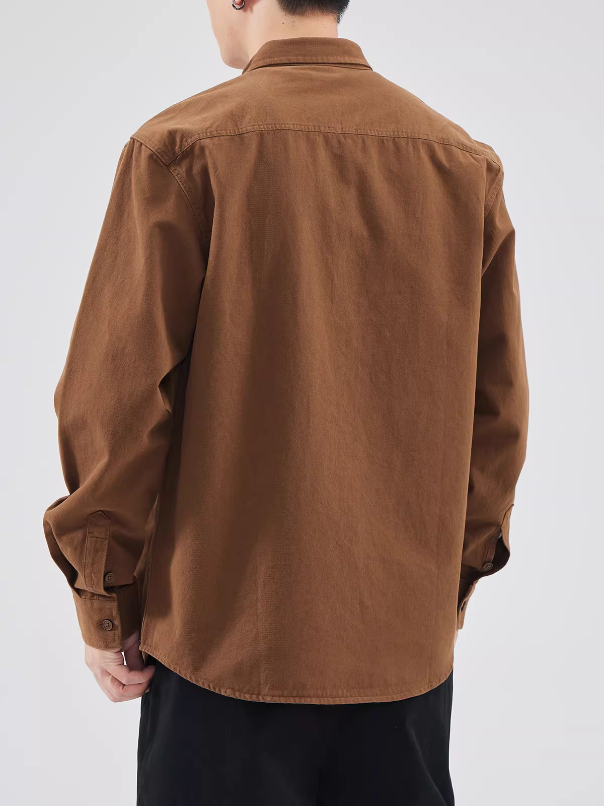 Áo khoác sơ mi công sở hạng nặng dành cho nam, mùa xuân và mùa thu, chất liệu cotton nguyên chất, phong cách cổ điển Mỹ, cao cấp, mát mẻ và sành điệu, cổ bẻ, áo sơ mi dài tay.