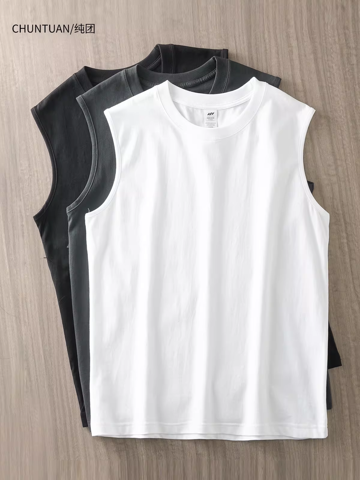 Áo gile cotton nguyên chất 230G kiểu Mỹ dành cho nam, áo thun thể thao không tay dáng rộng thời trang mùa hè dành cho nam