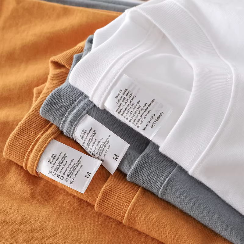 Áo thun dài tay hạng nặng 270G kiểu Nhật dành cho nam, áo sơ mi màu trắng trơn mùa xuân thu, áo len cổ tròn nguyên chất bằng cotton nguyên chất dành cho nam.