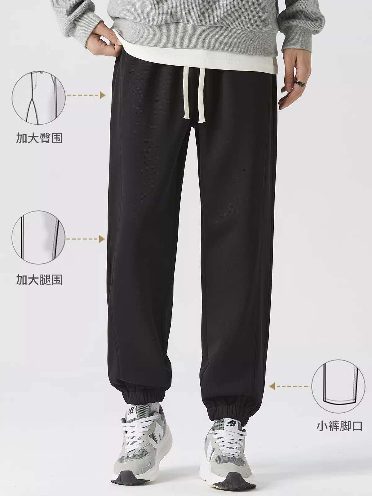 Quần jogger nam len cừu dày 500G, mùa thu đông, chất liệu nỉ cao cấp, lót lông ấm áp, dáng rộng, phong cách thường ngày