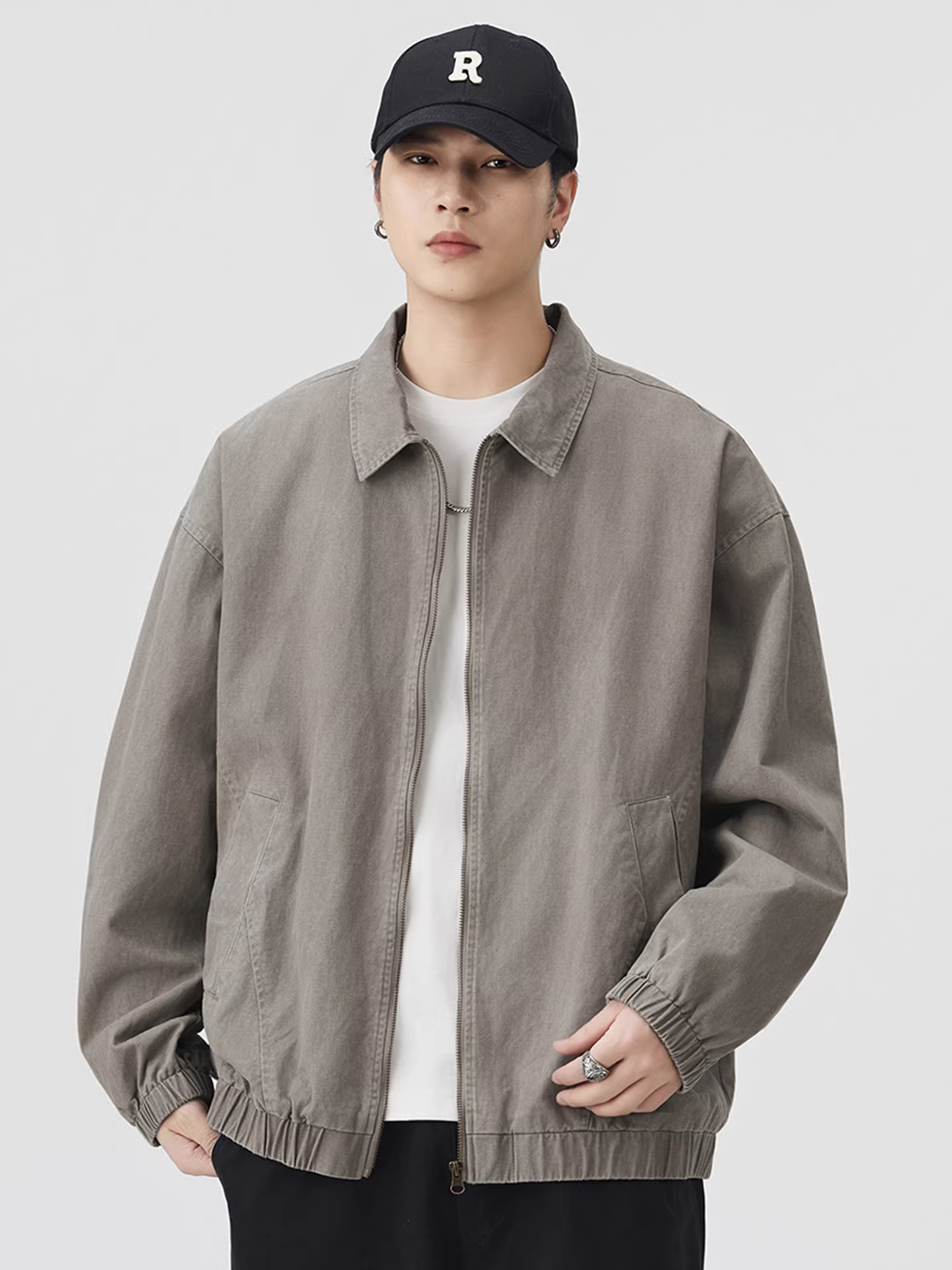 Áo khoác cotton vintage giặt mềm cho nam, kiểu dáng rộng mùa thu, áo khoác công nhân cổ điển kiểu Mỹ, áo khoác Detroit.