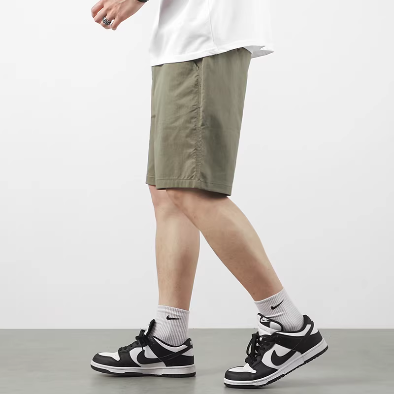 Quần short kaki kiểu Nhật nguyên chất dành cho nam, quần dài vừa phải dáng rộng thường ngày mùa hè, quần short thể thao năm điểm mới năm 2023.