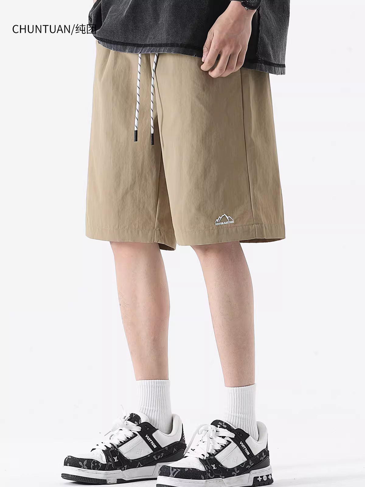 Quần short thể thao mỏng tạo cảm giác mát mẻ dành cho nam, quần dài vừa phải chống nước nhanh khô khi đi chơi ngoài trời mùa hè, quần áo bảo hộ lao động nam quần dài năm điểm rộng rãi