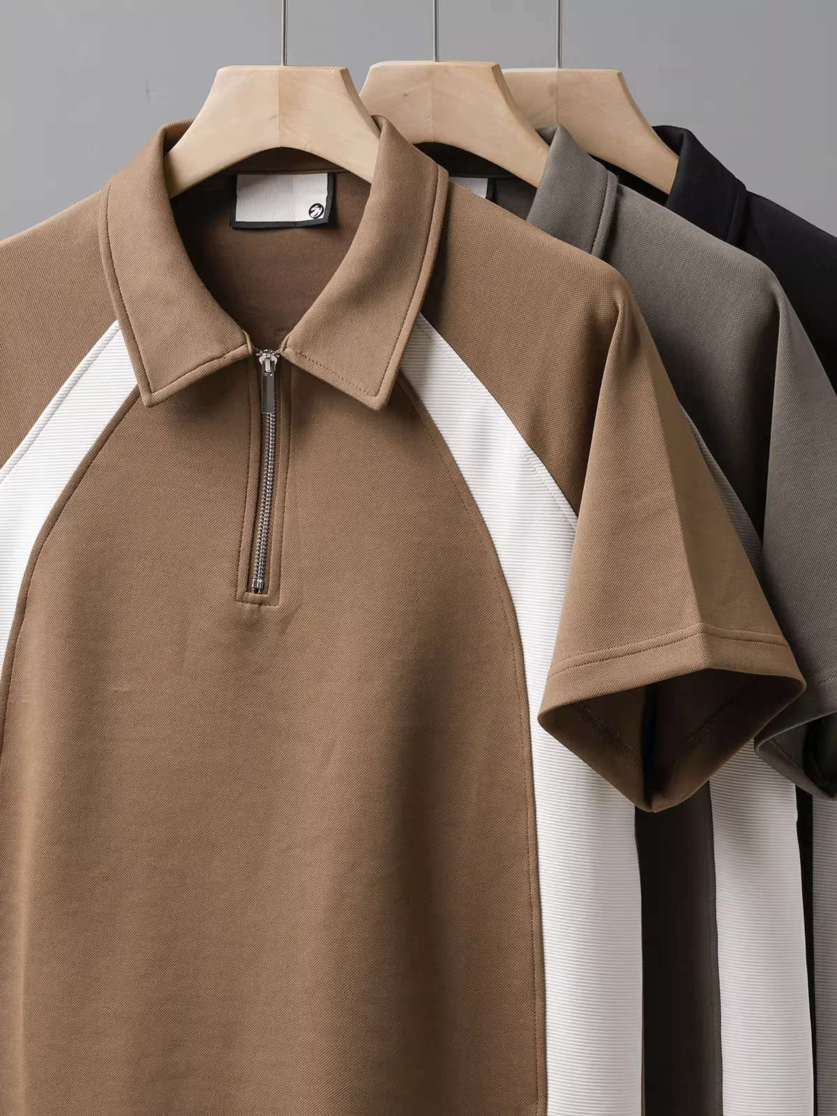 Áo polo nam 260G kiểu Mỹ, phối màu, dáng rộng mùa hè, áo thun tay raglan cao cấp, mát mẻ và năng động, tay ngắn.