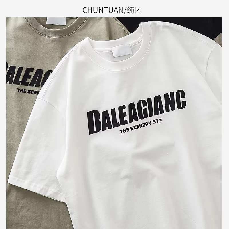 Áo thun ngắn tay hạng nặng 270G phong cách Mỹ thuần túy dành cho nam, áo thun mùa hè đơn giản in chữ, kiểu dáng regular shoulder, tay lửng, thương hiệu thời trang xu hướng.