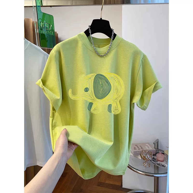 Outlet~ Hàng xuất khẩu thanh lý, áo thun ngắn tay in họa tiết cotton nguyên chất mùa hè mới đơn giản và đa năng