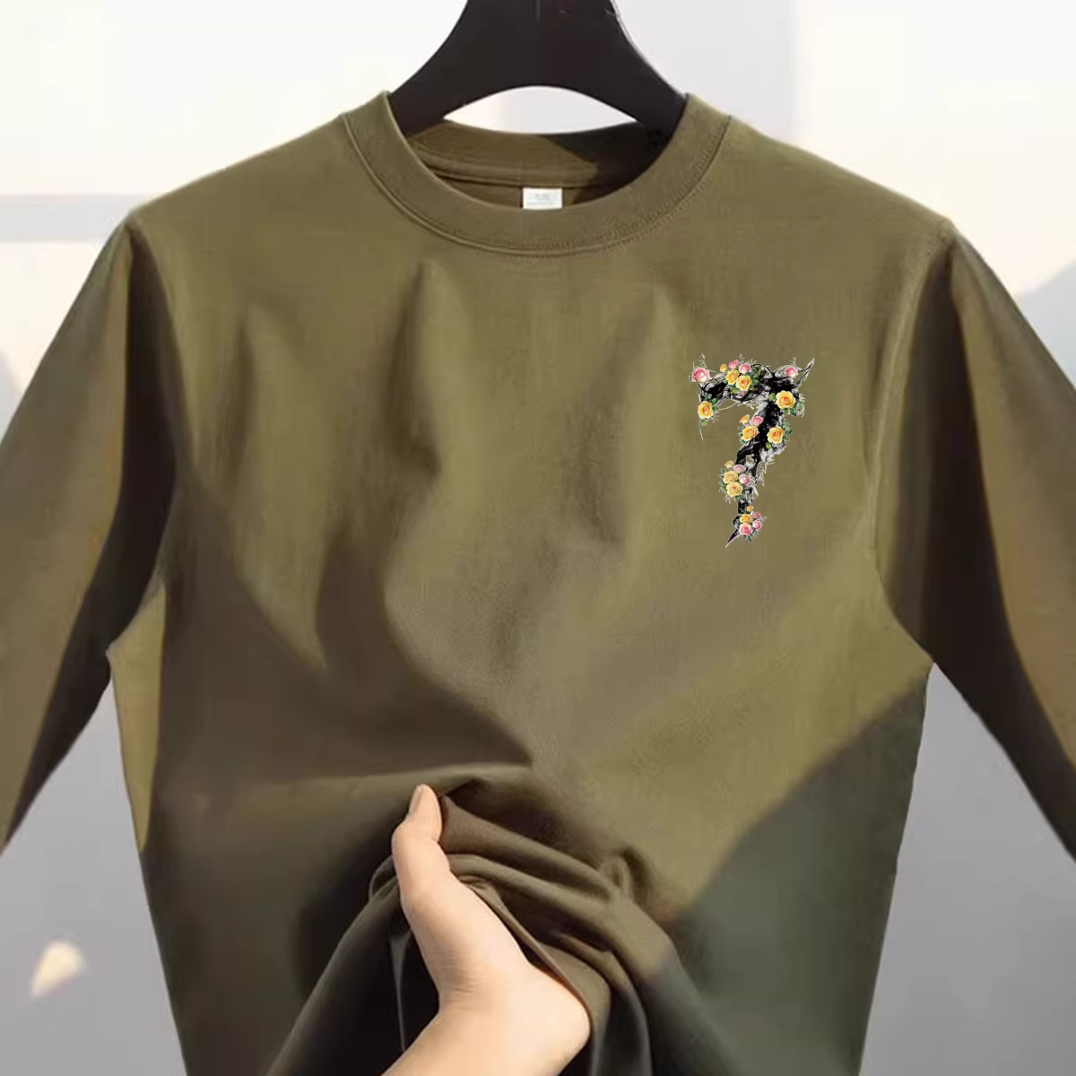 Outlet~ Áo thun cotton thuần chất mới xuất khẩu, kiểu dáng đơn giản, rộng rãi, dài tay, dành cho nam và nữ, thích hợp làm lớp áo lót.