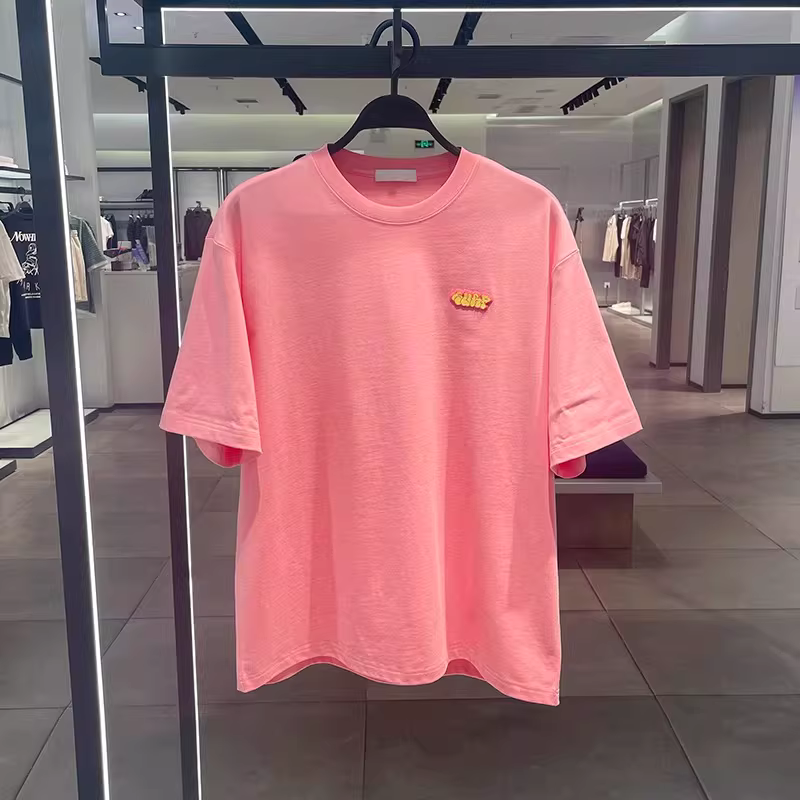 Giảm giá đặc biệt~ Hàng xuất khẩu dư thừa, áo thun cotton nguyên chất in họa tiết, kiểu dáng rộng rãi, thời trang xuân hè, giá ưu đãi