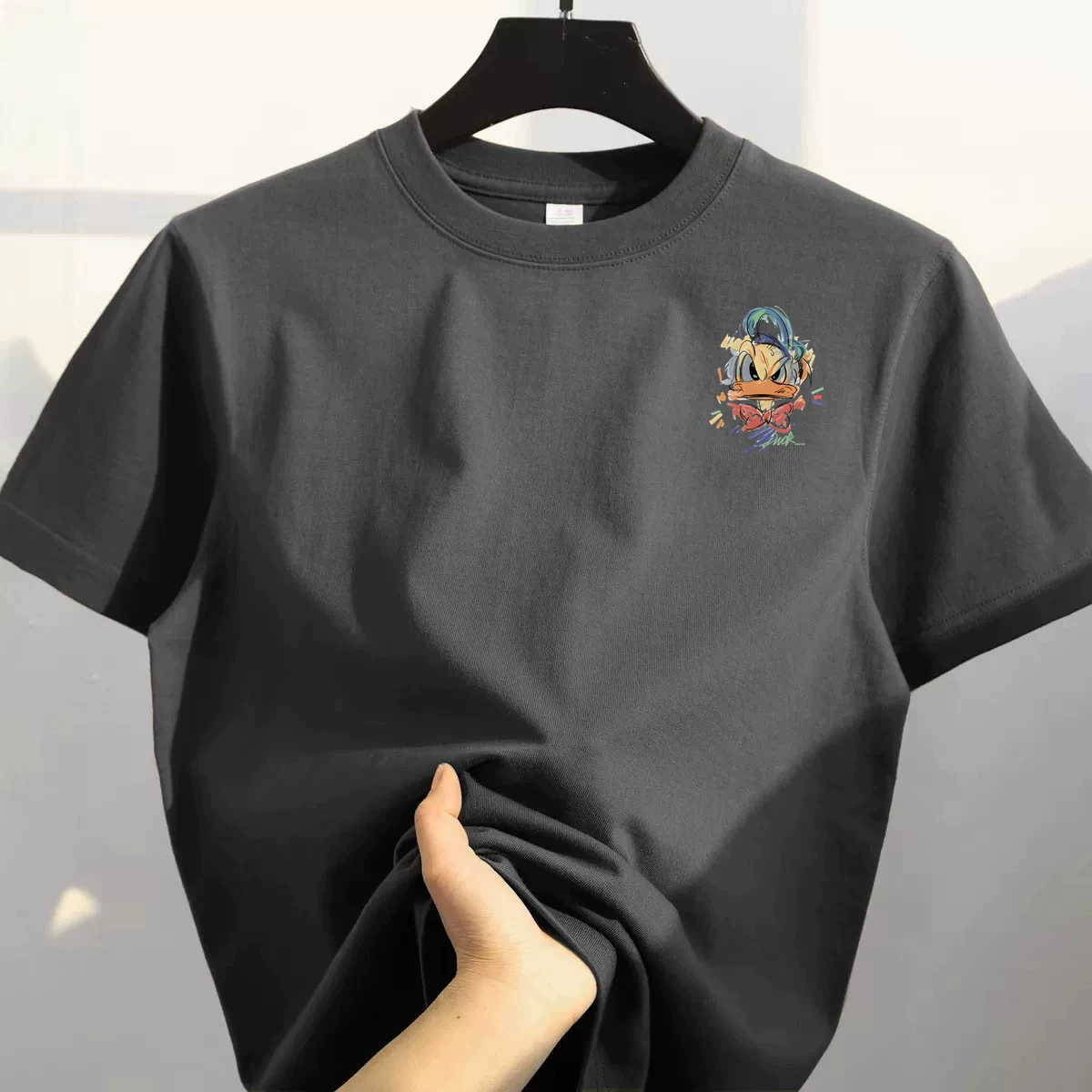 Outlet~ Hàng xuất khẩu thanh lý, áo thun cotton nguyên chất mới đa năng, in họa tiết mùa hè, tay ngắn, unisex